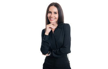 Fototapeta premium happy woman executive isolated on white background. caucasian woman executive in studio.