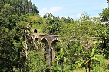 Fototapeta na wymiar Nine arch Bridge in Sri Lanka. Old bridge in Ceylon between Ella and Demodara railway stations