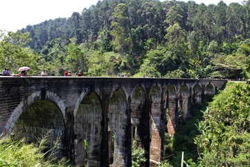 Nine arch Bridge in Sri Lanka. Old bridge in Ceylon between Ella and Demodara railway stations