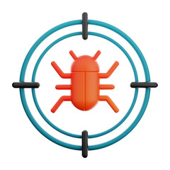 Premium cyber debug target icon 3d rendering on isolated background