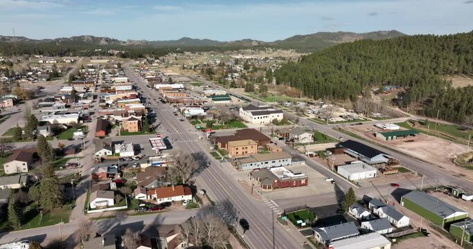 Custer South Dakota Black Hills Small Town Aerial 