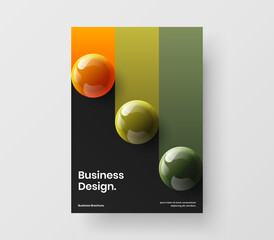 Clean company cover A4 vector design concept. Minimalistic realistic spheres postcard template.