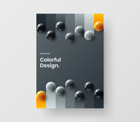 Modern leaflet design vector concept. Fresh realistic balls magazine cover template.