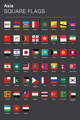 Square flags of Asia | Icon vector set | includes all country flags and a selection of regional/cultural flags