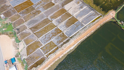 Aerial shot of Salinas de Cáhuil and Laguna Cáhuil (Pichilemu) – Chile 