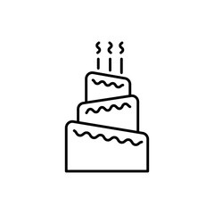 Cake outline icon with thin line