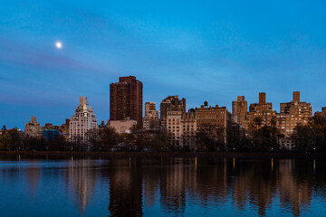 New York, USA - 12.05.2022: View of New York from Central Park. Walk in the park in the center of New York.