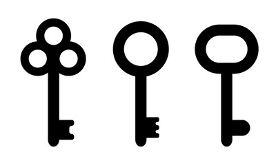 Retro keys set. Keys vector icons. Clipart isolated on white background.	