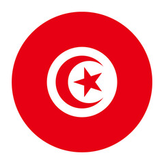 Tunisia Flat Rounded Flag Icon with Transparent Background - obrazy, fototapety, plakaty