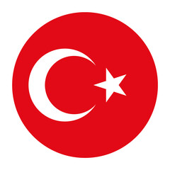 Turkey Flat Rounded Flag Icon with Transparent Background