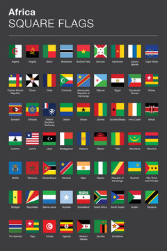 Square flags of Africa | Icon vector set | includes all country flags and a selection of regional/cultural flags