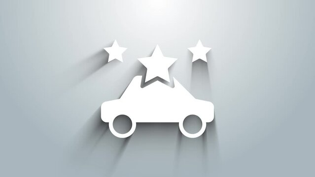 White Car sharing icon isolated on grey background. Carsharing sign. Transport renting service concept. 4K Video motion graphic animation