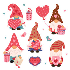 set of isolated love gnomes
