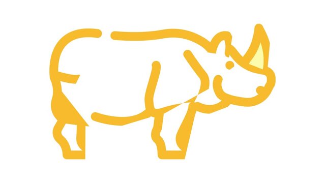 rhino animal color icon animation