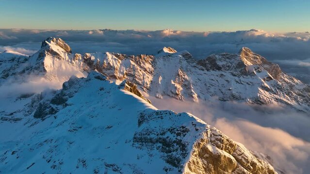 Aerial View of the Mountain in the Swiss Alps, Switzerland.