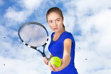 Sporty young tennis player outdoor