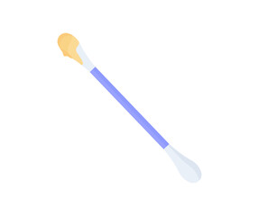 Earwax on the stick. Ear cleaning swab. Ear cleaning with cotton swab logo design. Earwax on the plastic spins the ears vector design and illustration.