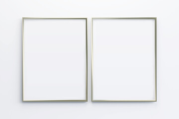 Frame poster on white wall. 3D rendering.