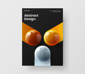 Amazing 3D balls placard concept. Colorful corporate brochure A4 vector design layout.