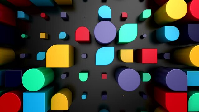 Background of Geometric Shapes. Abstract motion, loop, 3d rendering, 4k resolution