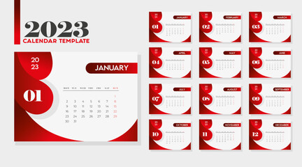 Modern wall calendar design for new year 2023 in business style