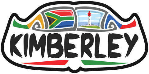 Kimberley South Africa Flag Travel Souvenir Sticker Skyline Landmark Logo Badge Stamp Seal Emblem Coat of Arms Vector Illustration SVG EPS