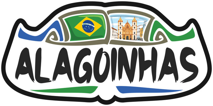 Alagoinhas Brazil Flag Travel Souvenir Sticker Skyline Landmark Logo Badge Stamp Seal Emblem Coat of Arms Vector Illustration SVG EPS