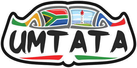Umtata South Africa Flag Travel Souvenir Sticker Skyline Landmark Logo Badge Stamp Seal Emblem Coat of Arms Vector Illustration SVG EPS