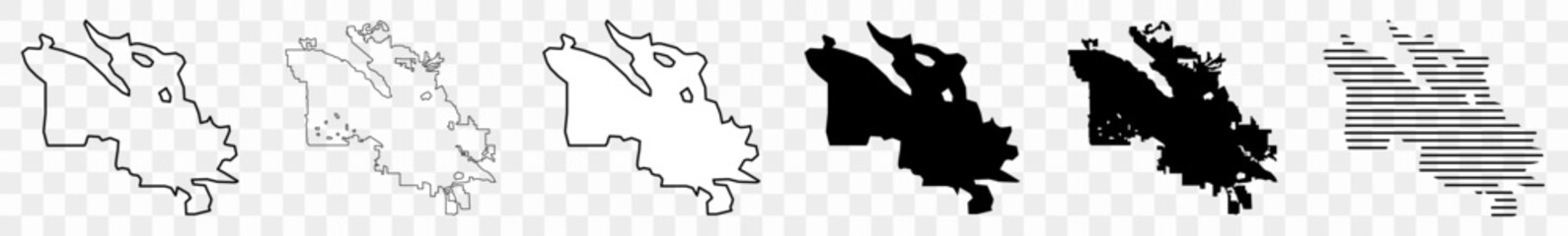 Boise Map Black | United States Idaho Town Border | US American City | Transparent Isolated | Variations