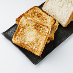 fresh toasted bread on a white background