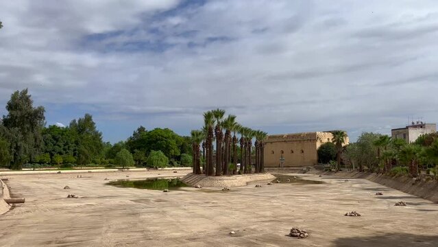 Empty artificial lake inside Jnan Sbil garden in the old town of Fez