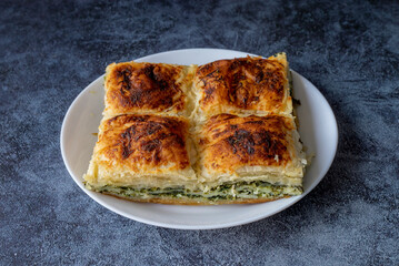 Turkish Tray Böreği , Herbed cheese pastry from Mugla - Milas region