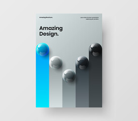 Creative corporate brochure vector design concept. Bright realistic balls pamphlet template.