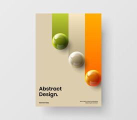 Premium brochure A4 design vector concept. Bright 3D balls banner layout.