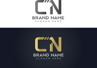 Letter  C N  typography vector logo design