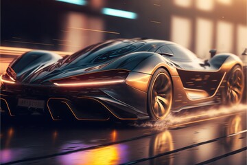 Futuristic car model concept in motion 