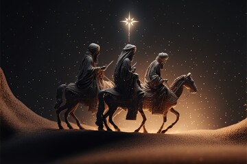 Obraz na płótnie Canvas The three wise men. Christmas nativity scene concept art.