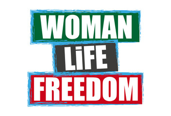 Fototapeta premium Woman life freedom, Schriftzug, Slogan, für Textildruck