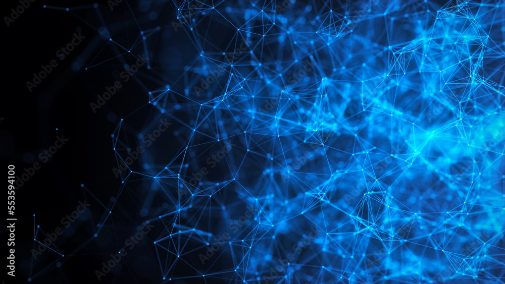 Wall mural the concept of network connectivity. virtual reality illustration, fiber optic connection and teleco