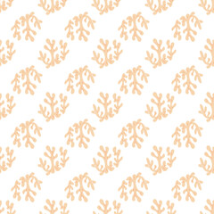Sea seamless pattern with corals, on a white background. Background with corals . Flat colorful vector illustration. 