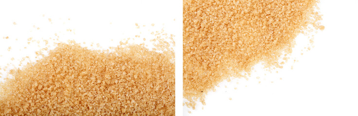 brown sugar isolated on white background with copy space for your text. Top view. Flat lay