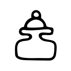 Doodle jar for spices. Outline container with lid on white background. Hand-drawn cozy kitchen utensils, dishes for food, cooking. Cafe, organization of storage, cozy home symbol. Vector illustration