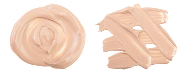 Beige liquid foundation makeup isolated on white background