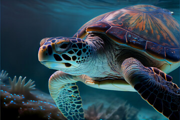 Fototapeta premium Sea turtle swimming