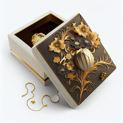 Luxury gift box flower bow and gold ornament