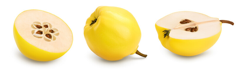 Fresh quince half isolated on the white background and full depth of field