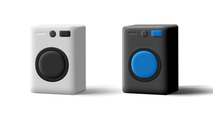 Washing machine 3d white and black washing machine.