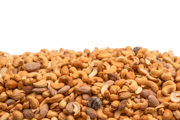 A group of almonds, pistachios, walnuts, macadamia, cashews.