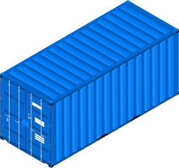 Isometric view of a shipping container.