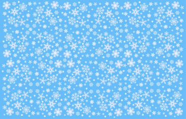 Various snowflakes on a blue background - vector illustration.